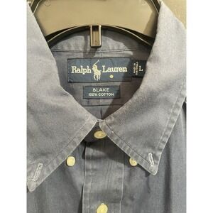 Ralph Lauren Blake Shirt Men Large Navy Blue Cotton Pony Log NWOT